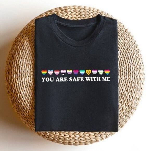 Tops - You Are Safe With Me Shirt, LGBT Friendly Shirt, LGBT Support Shirt, Rainbow Shi